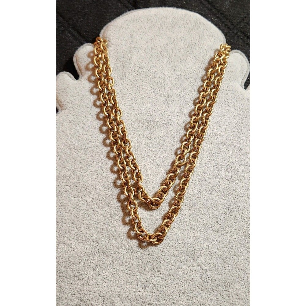 1928 Chunky Gold Toned Double Chain Necklace